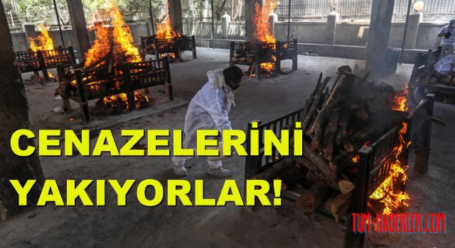 Hindistan'da koronadan ölenler toplu olarak yakıldı