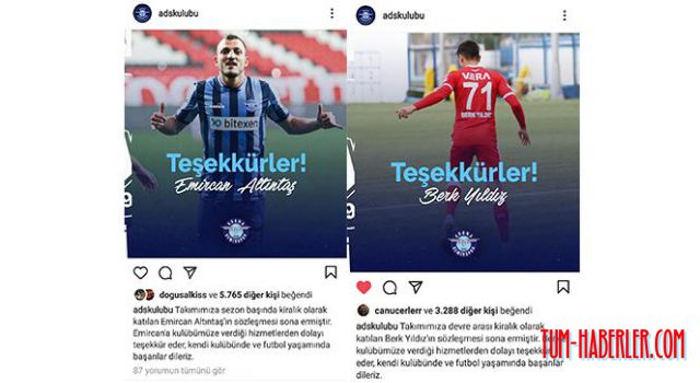 Adana Demirspor'da 2 oyuncu daha takımdan ayrıldı