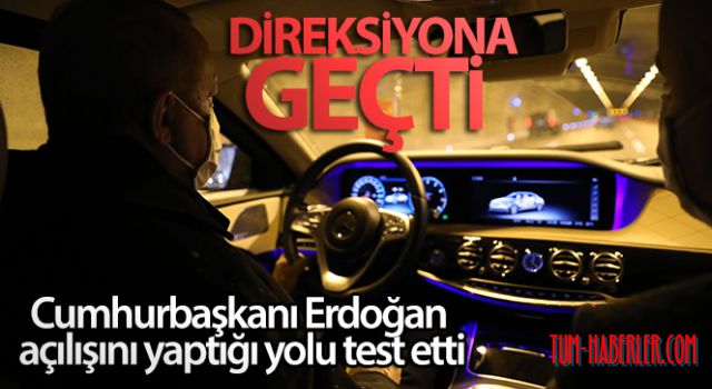 Cumhurbaşkanı Erdoğan açılışını yaptığı yolda makam aracını kullandı