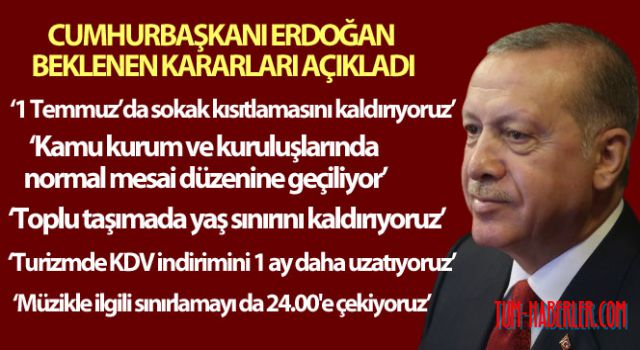 Cumhurbaşkanı Erdoğan, yeni tedbirleri açıkladı