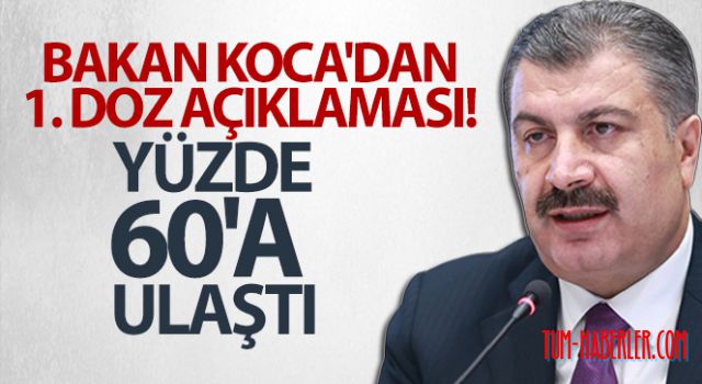 Bakan Koca: 1. doz açıklaması yüzde 60'a ulaştı