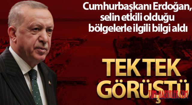 Cumhurbaşkanı Erdoğan, selin etkili olduğu bölgelerle ilgili bilgi aldı
