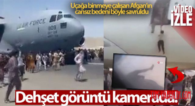 Afganistan'dan uçağın kanadına tutunarak kaçmaya çalışan Afgan'ın cansız bedeni görüntülendi