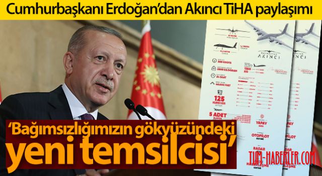 Cumhurbaşkanı Erdoğan'dan Akıncı TİHA paylaşımı