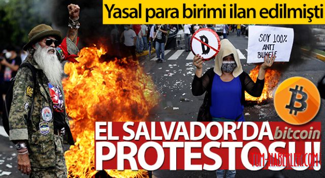 El Salvador'da yasal para ilan edilen Bitcoin protestosu