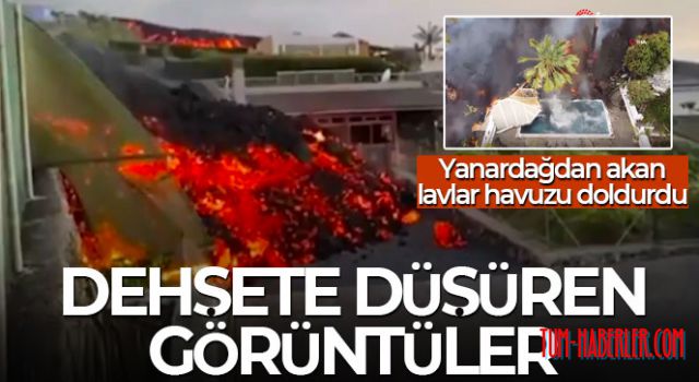 Yanardağdan akan lavlar havuzu doldurdu