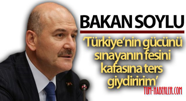 Soylu: 'Türkiye'nin gücünü sınayanın fesini kafasına ters giydiririm'