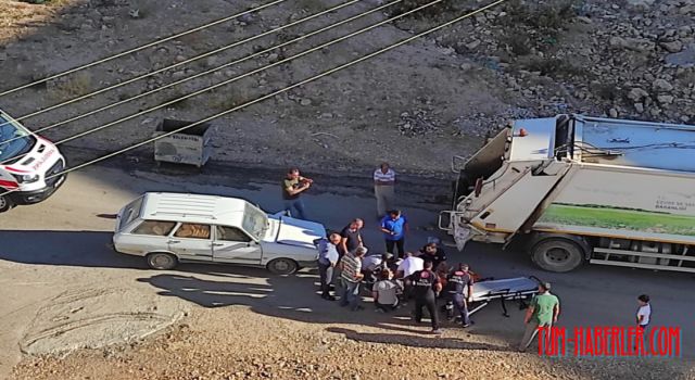 Otomobilin çöp kamyonuna çarpması sonucu 1 kişi yaralandı