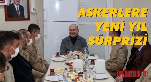 Soylu yılın ilk kahvaltısını üs bölgesindeki askerlerle yaptı