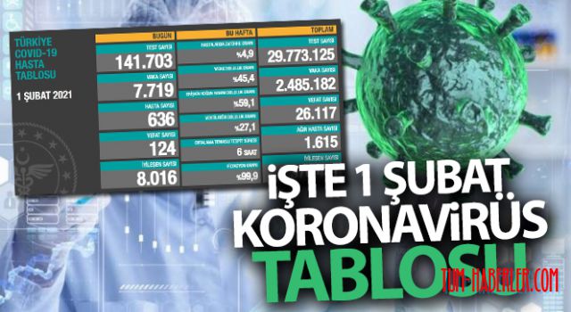 Türkiye'de son 24 saatte 7.719 kişiye Kovid-19 hastalık tanısı konuldu, 124 kişi hayatını kaybetti
