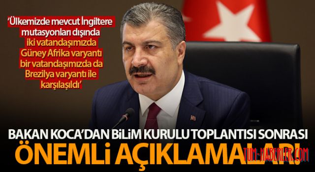 Bakan Koca'dan Koronavirüs Bilim Kurulu toplantısı sonrası önemli açıklamalar!
